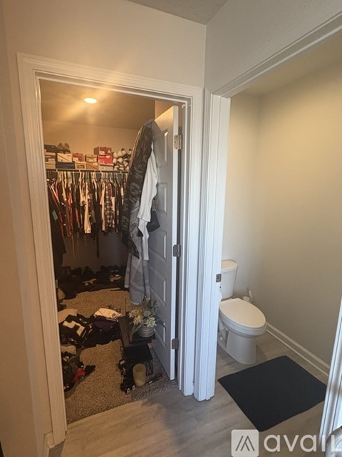 A small room with a toilet and a wardrobe.