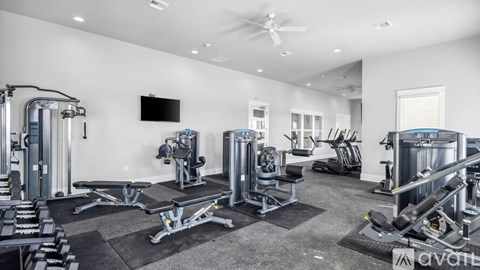 A well-equipped home gym with a variety of exercise machines.