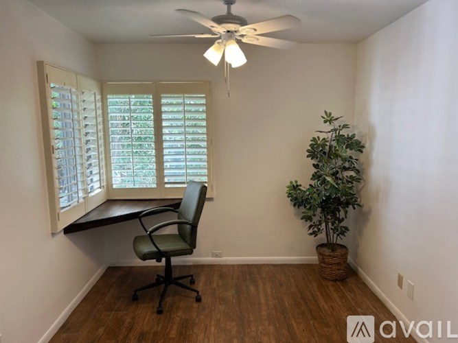 A room with a window, a chair, and a plant.