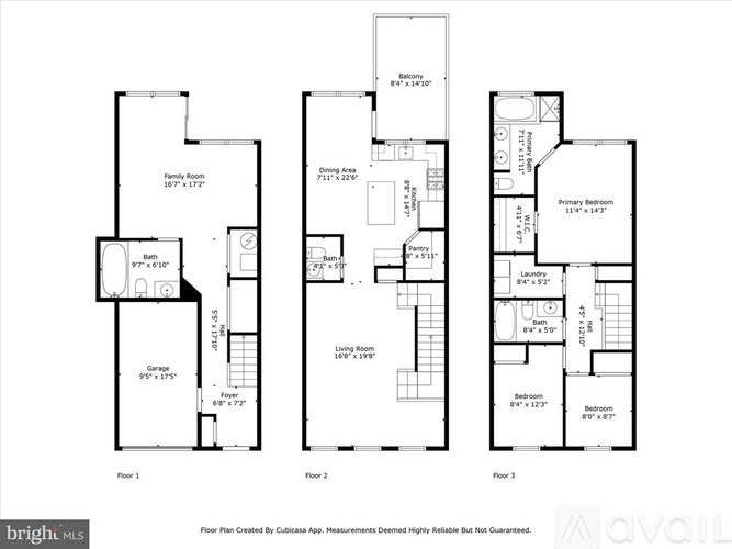 A floor plan for a home with three bedrooms and a living room.