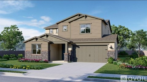 A modern house with a garage is available for purchase.