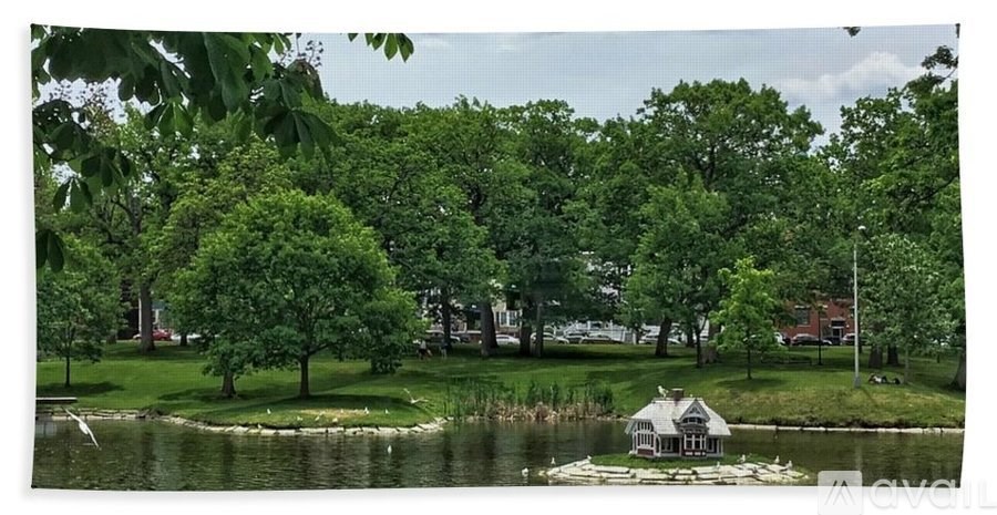 A house is situated on the water's edge.