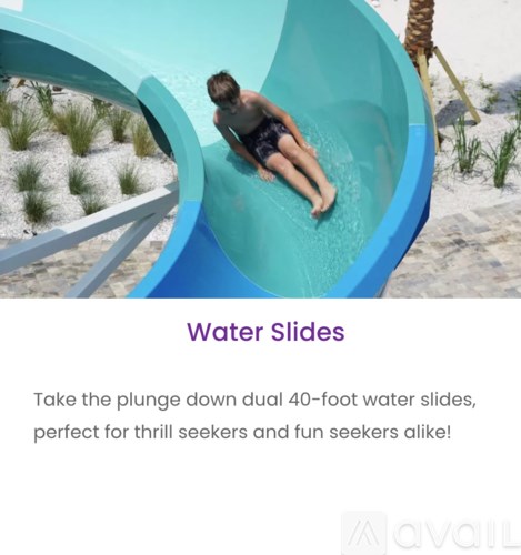 A person sliding down a blue water slide.