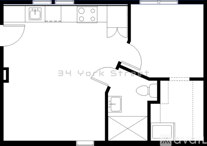 A floor plan of a house at 34 York St.