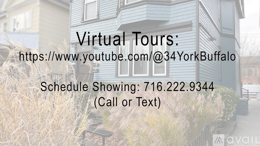 A sign advertising virtual tours with a YouTube link and a phone number.