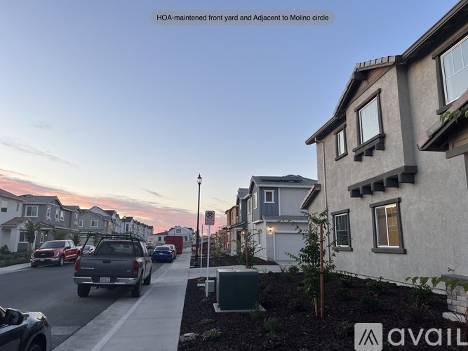 A HOA-maintained front yard and adjacent to Molino circle.