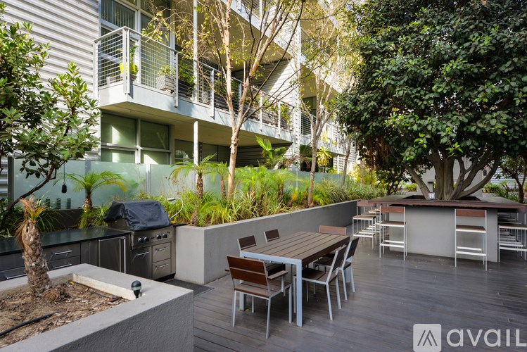 A patio with a table and chairs is available for rent.