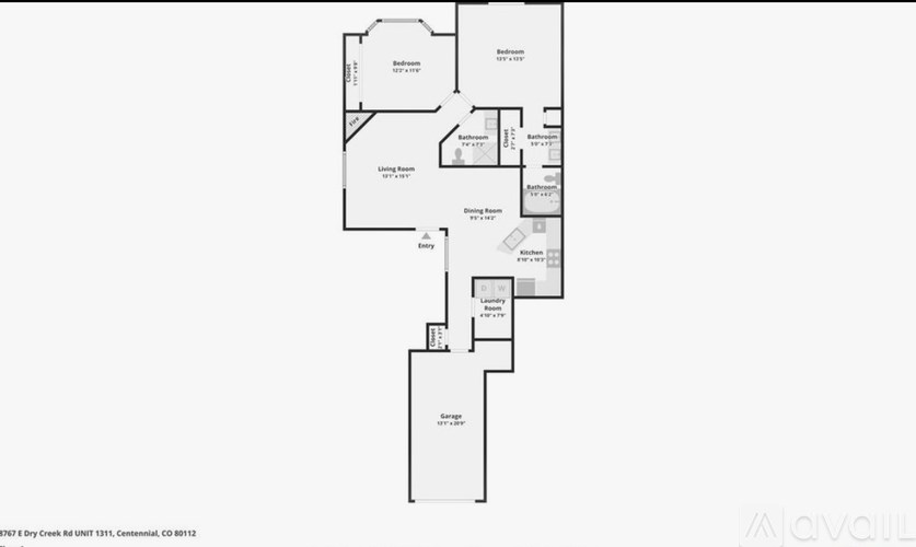 A floor plan of an apartment complex with various rooms labeled.