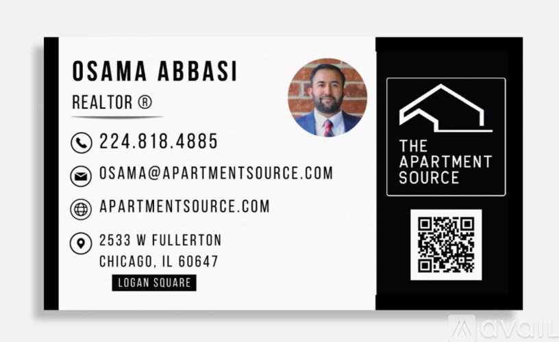 A business card for a realtor named Osama Abbasi.