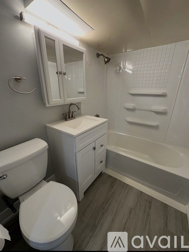 A white toilet sits next to a sink in a small bathroom.