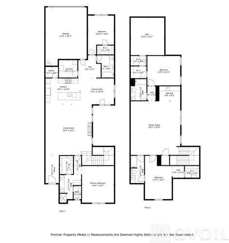 A black and white image of two floor plans for a property.