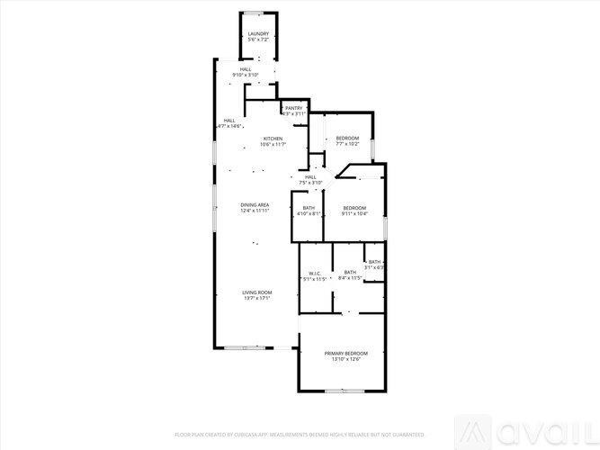 A floor plan of an apartment with various rooms labeled.