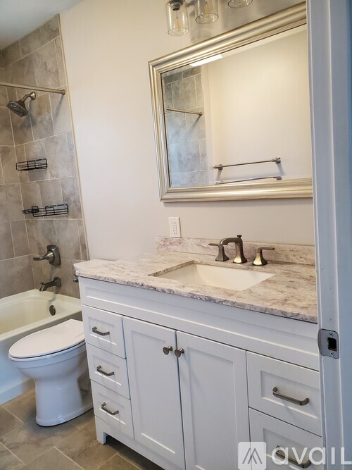 A white toilet sits next to a sink in a bathroom.