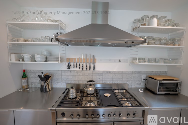 A modern kitchen with a stove top and a range hood.