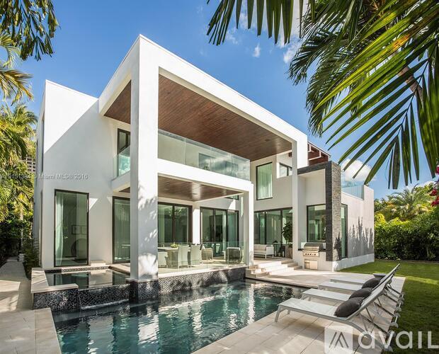 A modern house with a pool in the backyard.