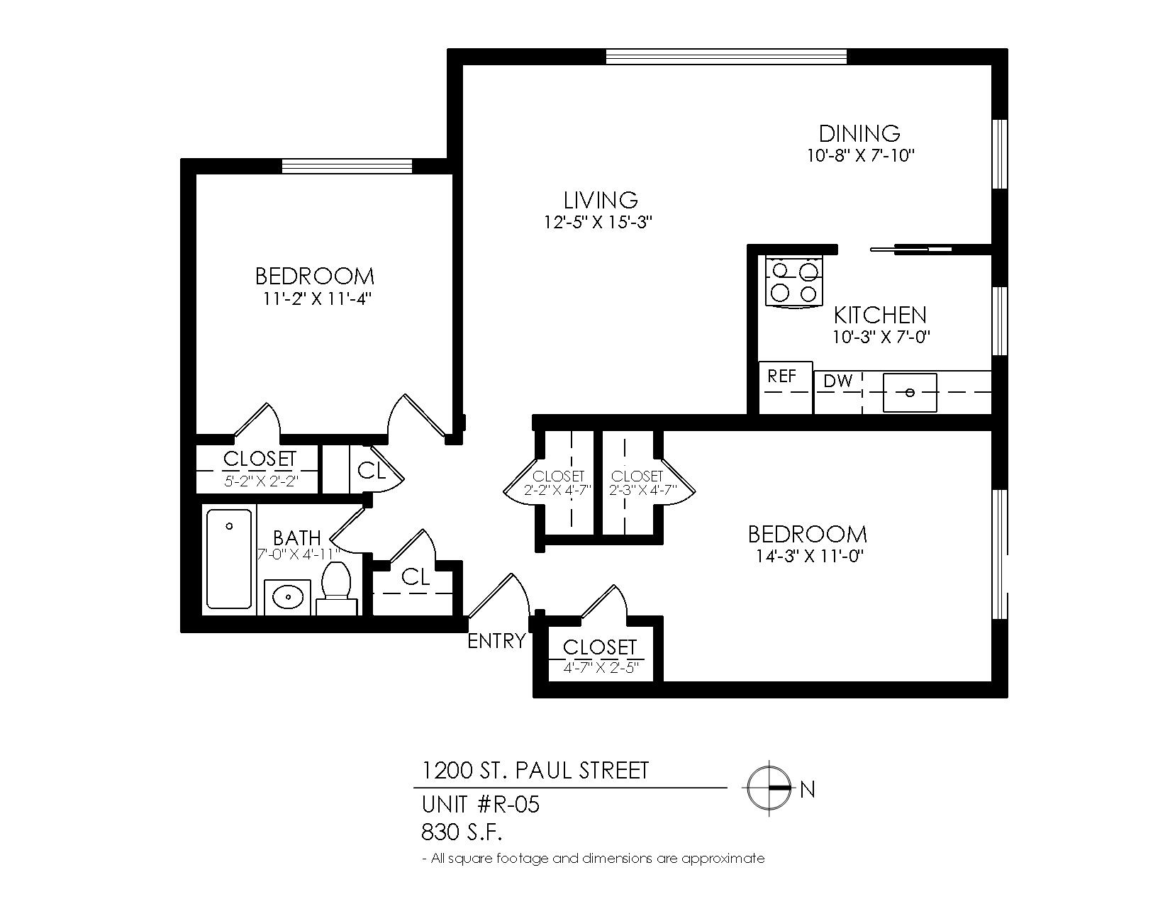 2 Bedroom x 1 Bathroom