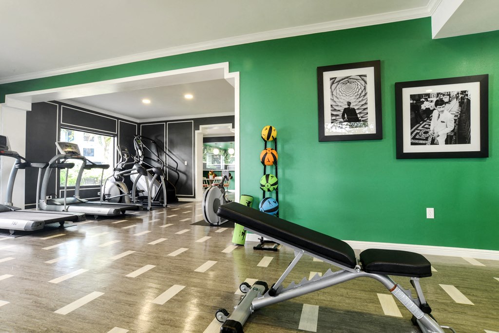 fitness room with bench view