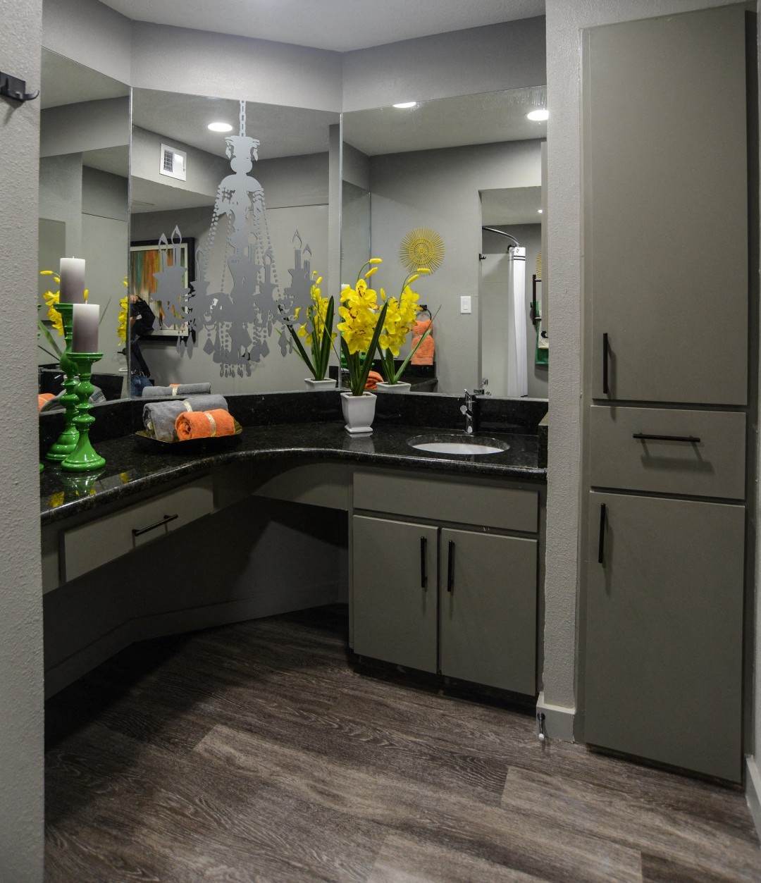 bathroom mirror with sink