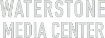 The image shows the text "WATERSTONE MEDIA CENTER" in a large, bold font.