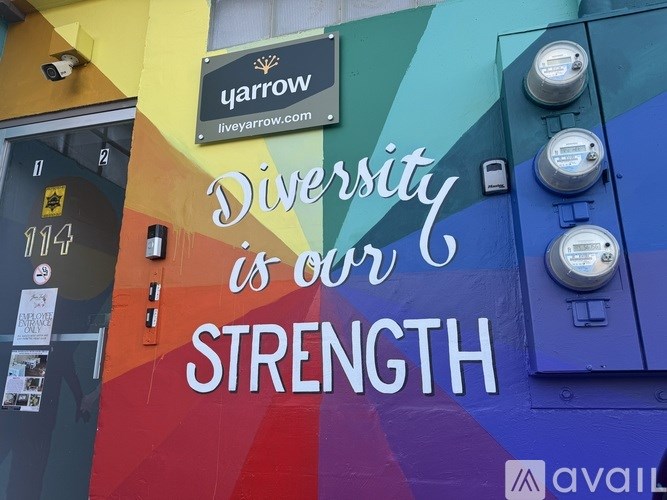 A colorful wall with the words "Diversity is our strength" written on it.