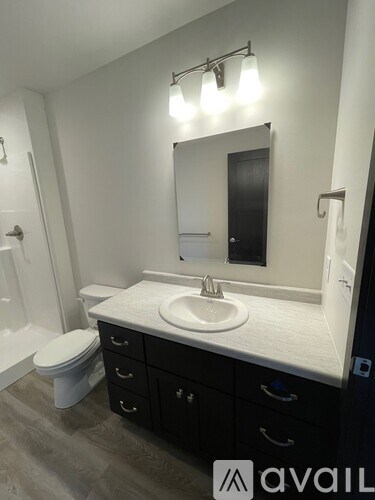 A bathroom with a sink, mirror, and toilet.