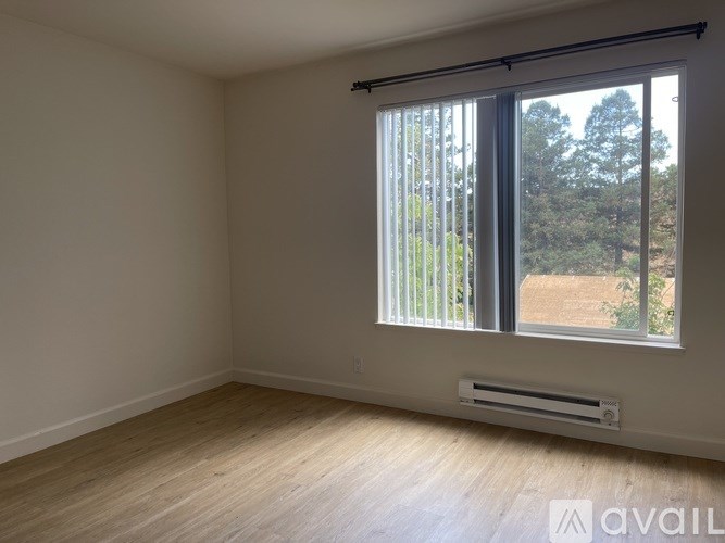A room with a window and a radiator on the floor.