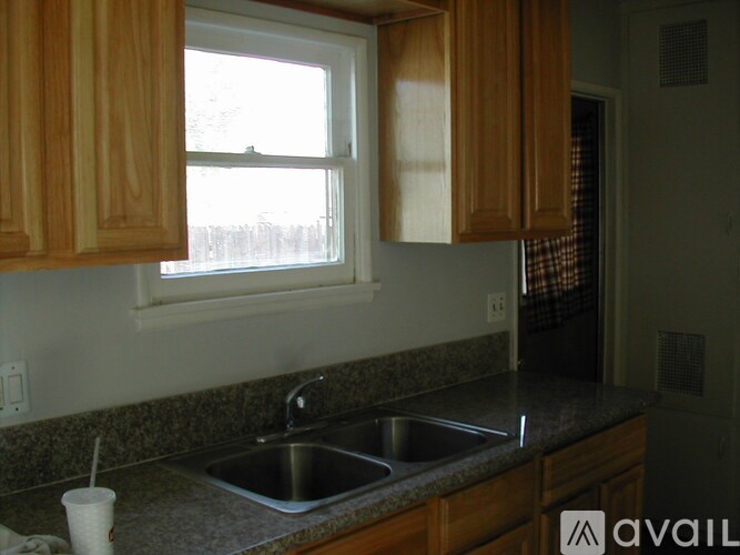 A kitchen with a sink and a window.