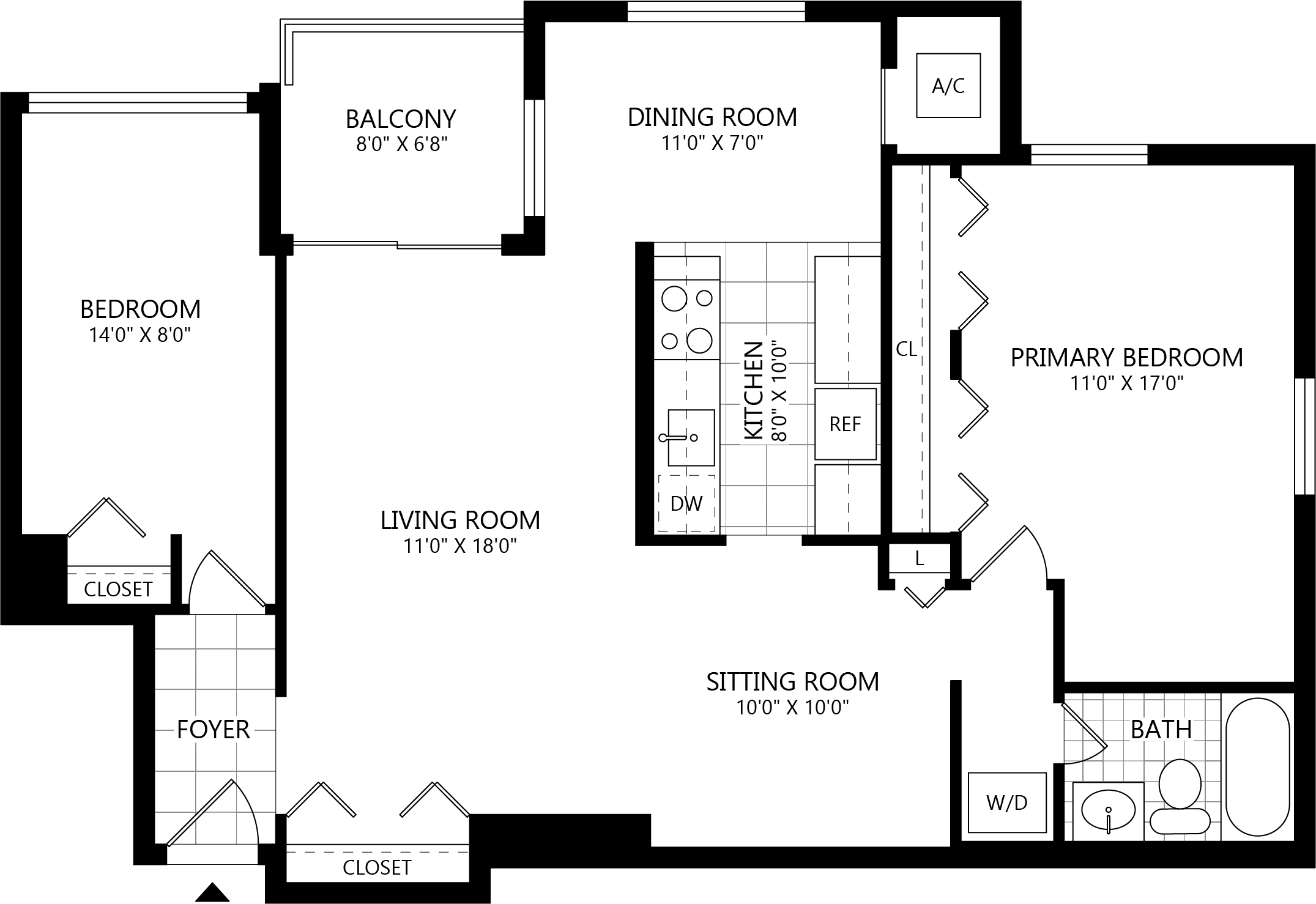 2 bed/ 1 Bath-A1D