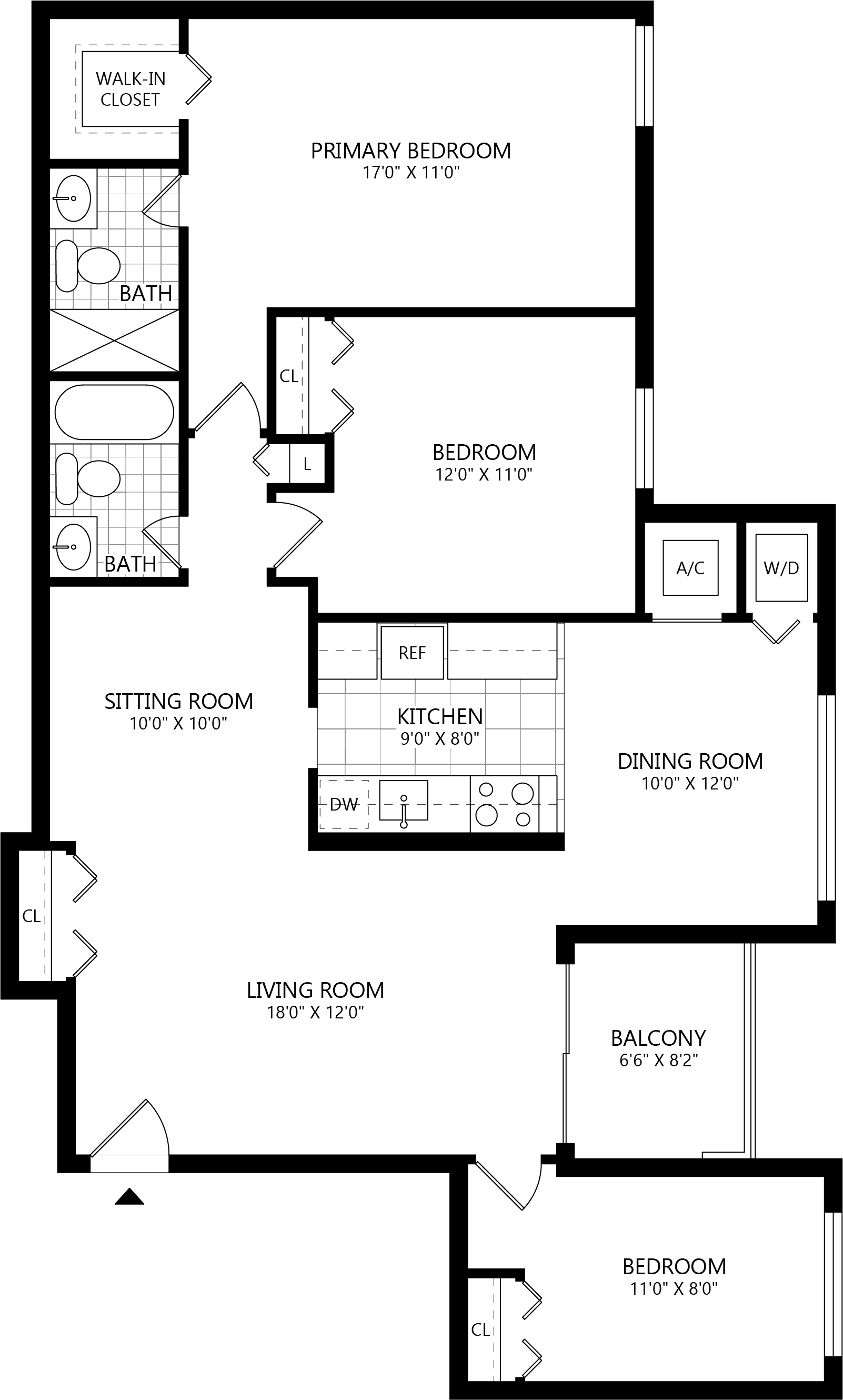 2 bed/ 2 Bath Den-B1D
