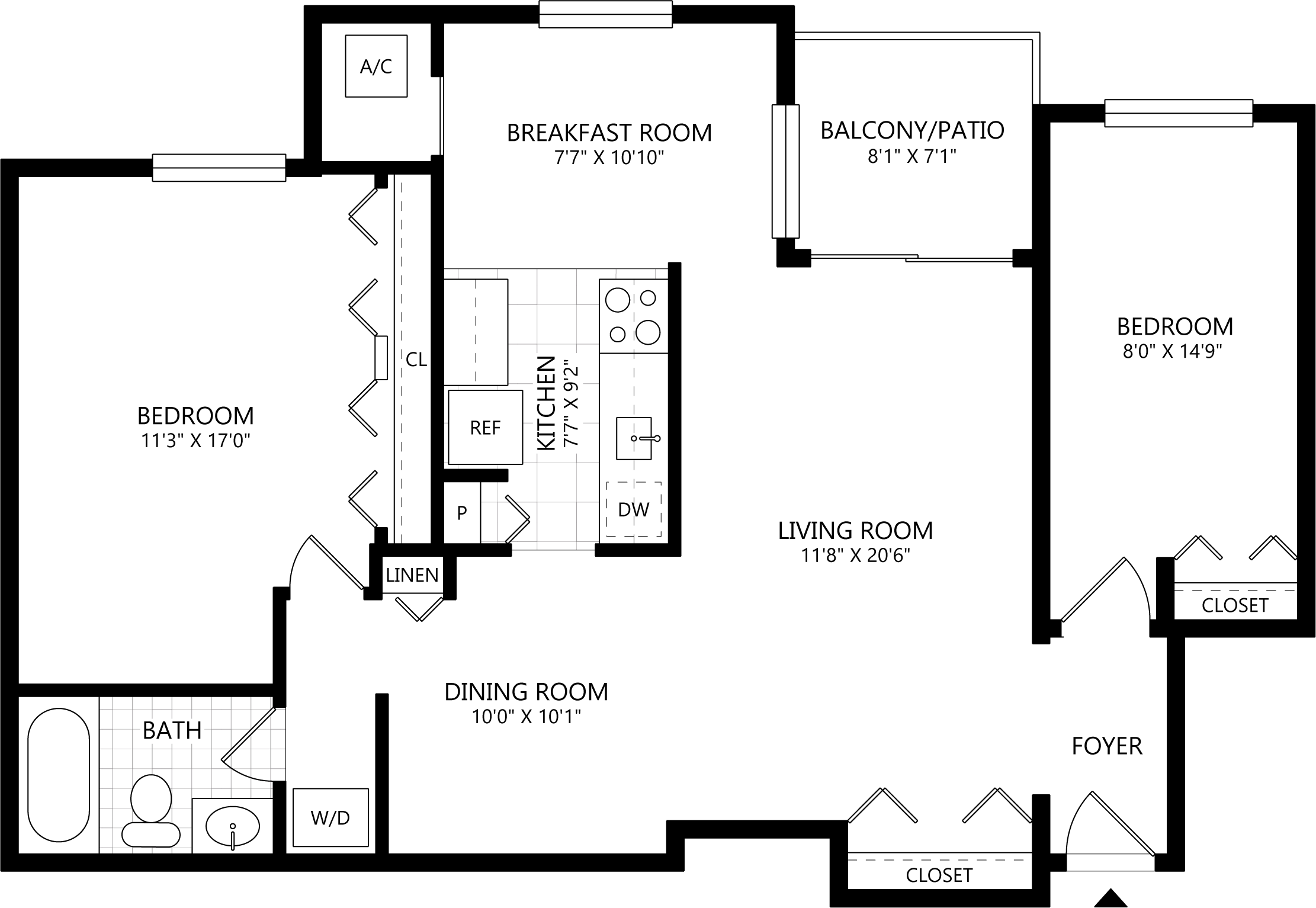 2 Bed/1 Bath-A2D