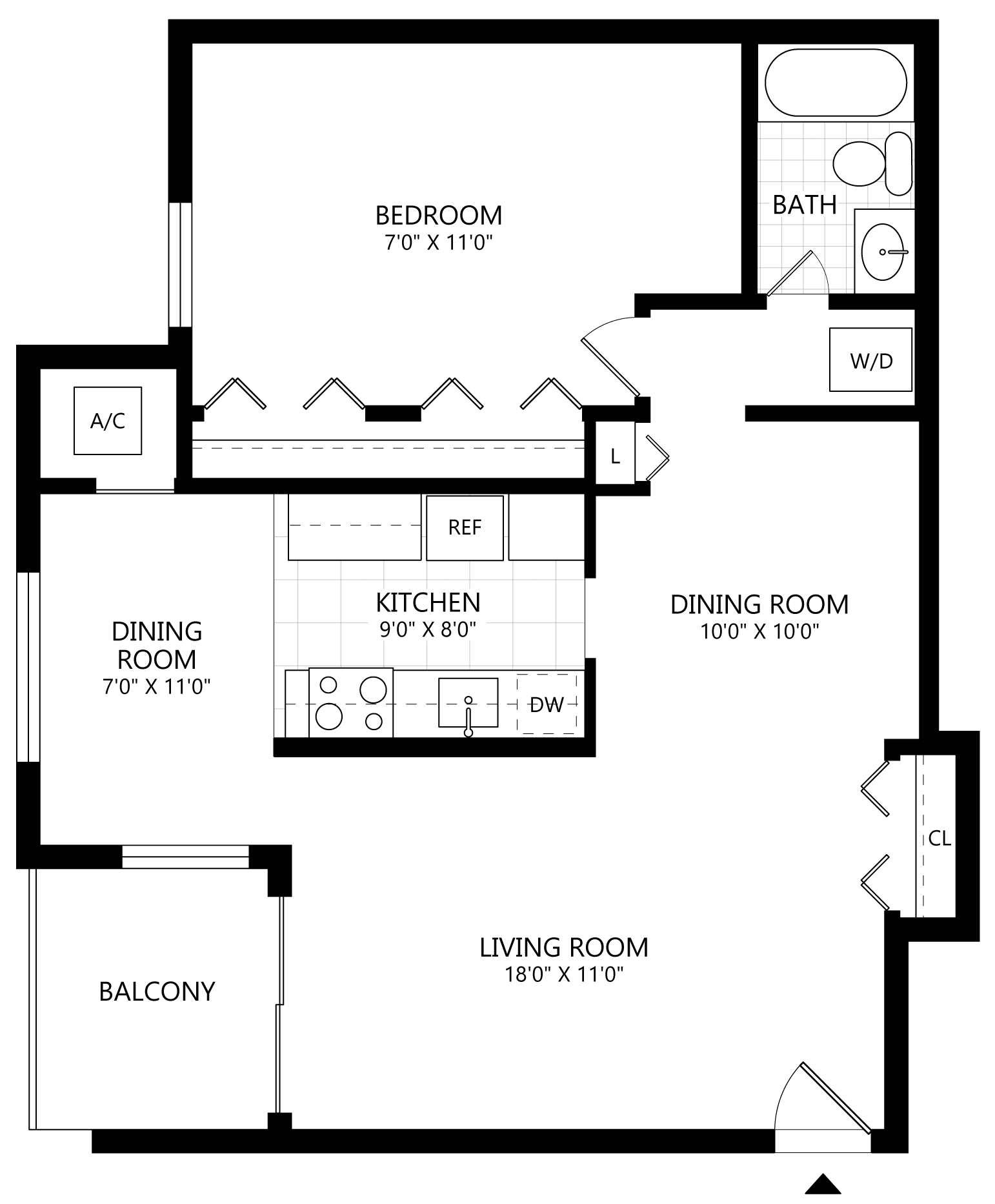 1 Bed/1 Bath-A2
