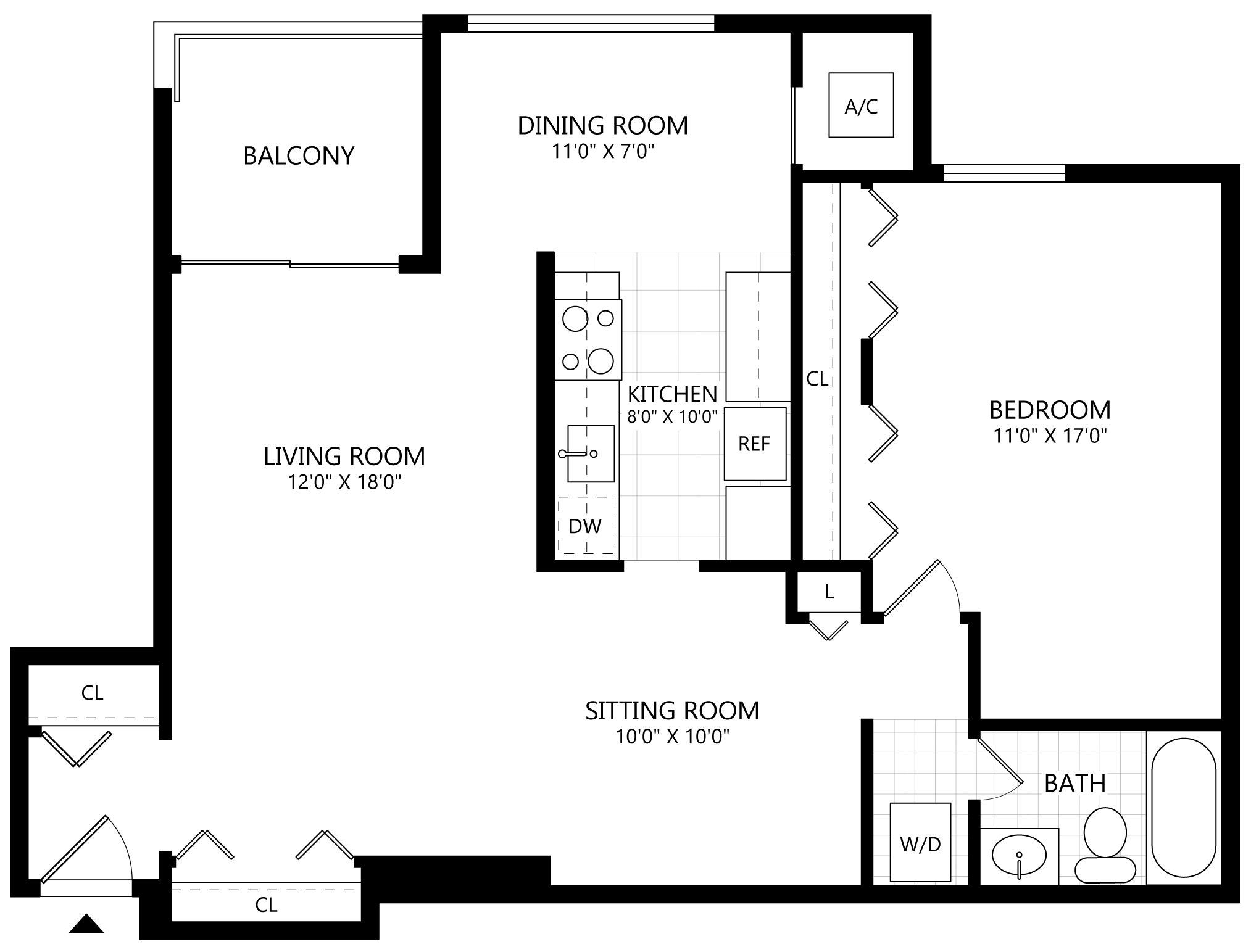 1 Bed/1 Bath-A4