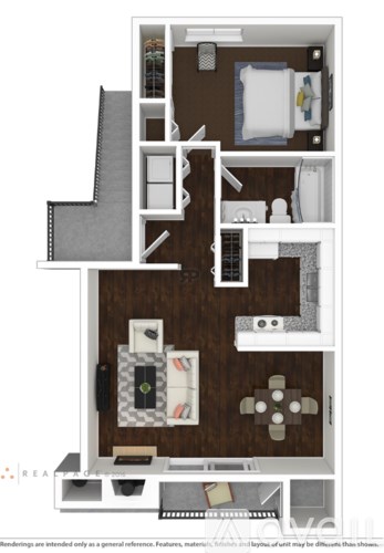 A floor plan of a house with a kitchen, living room, and two bedrooms.