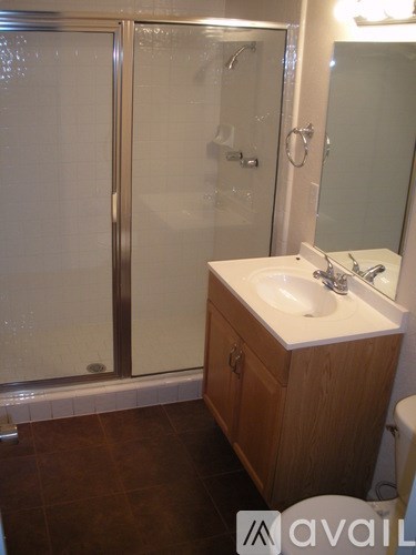A bathroom with a sink, toilet and shower.