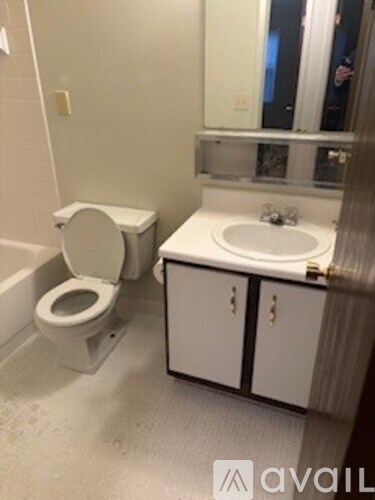 A white toilet and sink in a small bathroom.