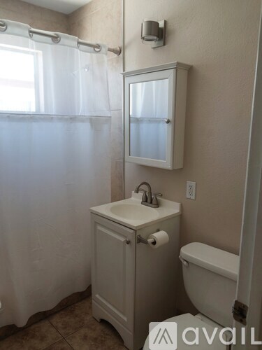 A small white bathroom with a toilet, sink, and shower curtain.