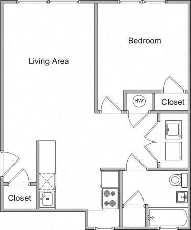 One Bedroom - Large Floor Plan 1