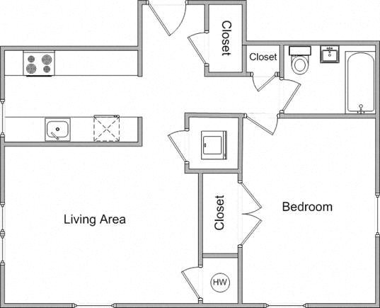 One Bedroom Floor Plan 2