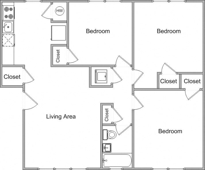 Three Bedroom Floor Plan 5