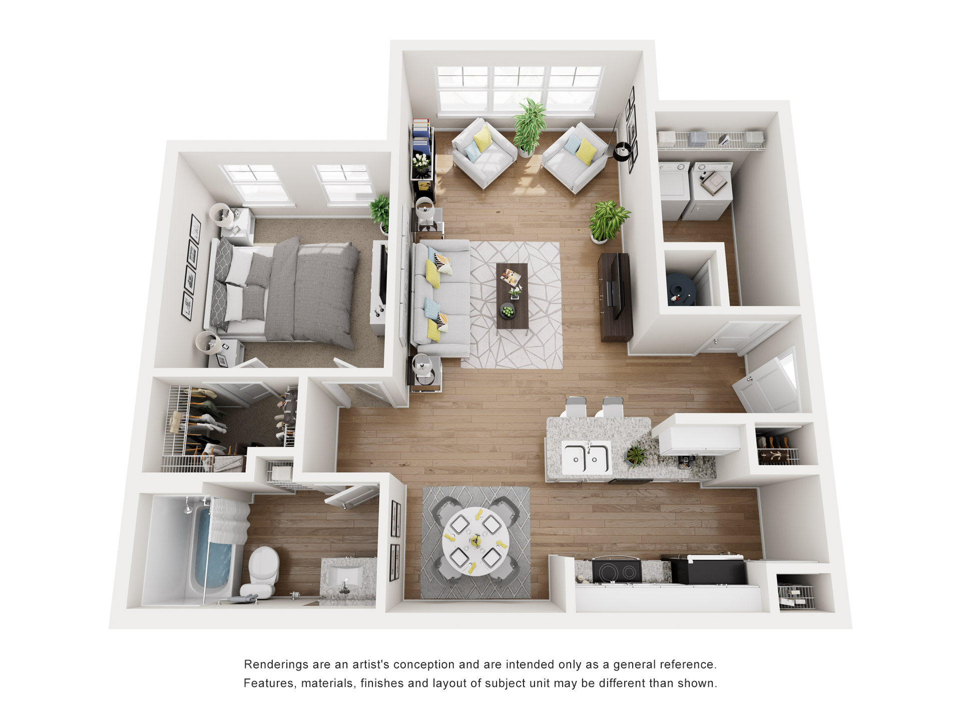 The A2B One-bedroom, one-bath apartment