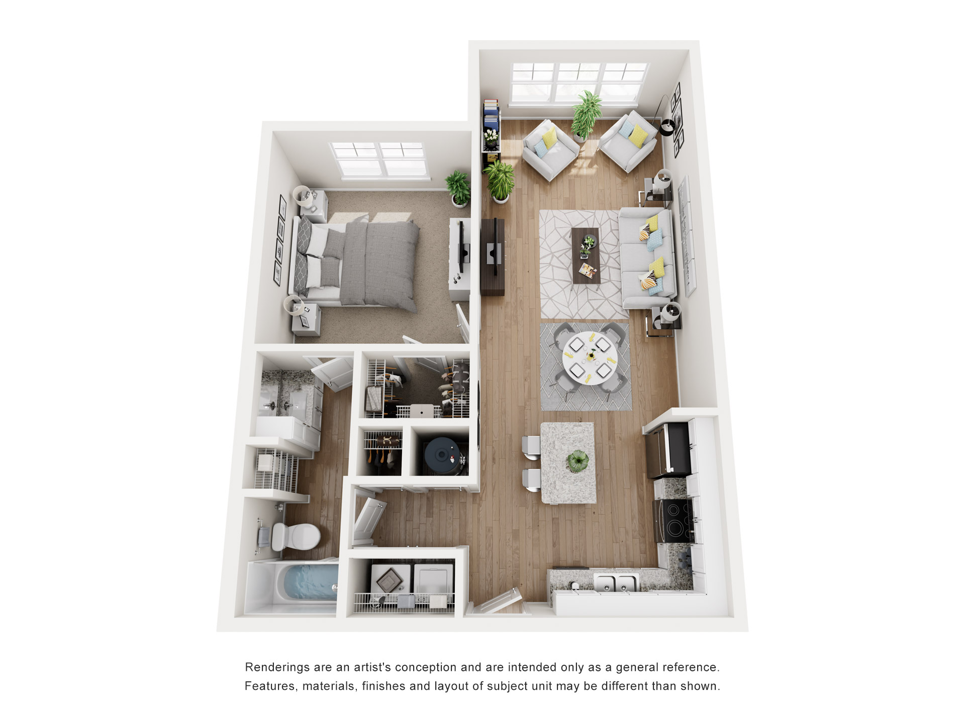 The A3B One-bedroom, One-bath Floor Plan