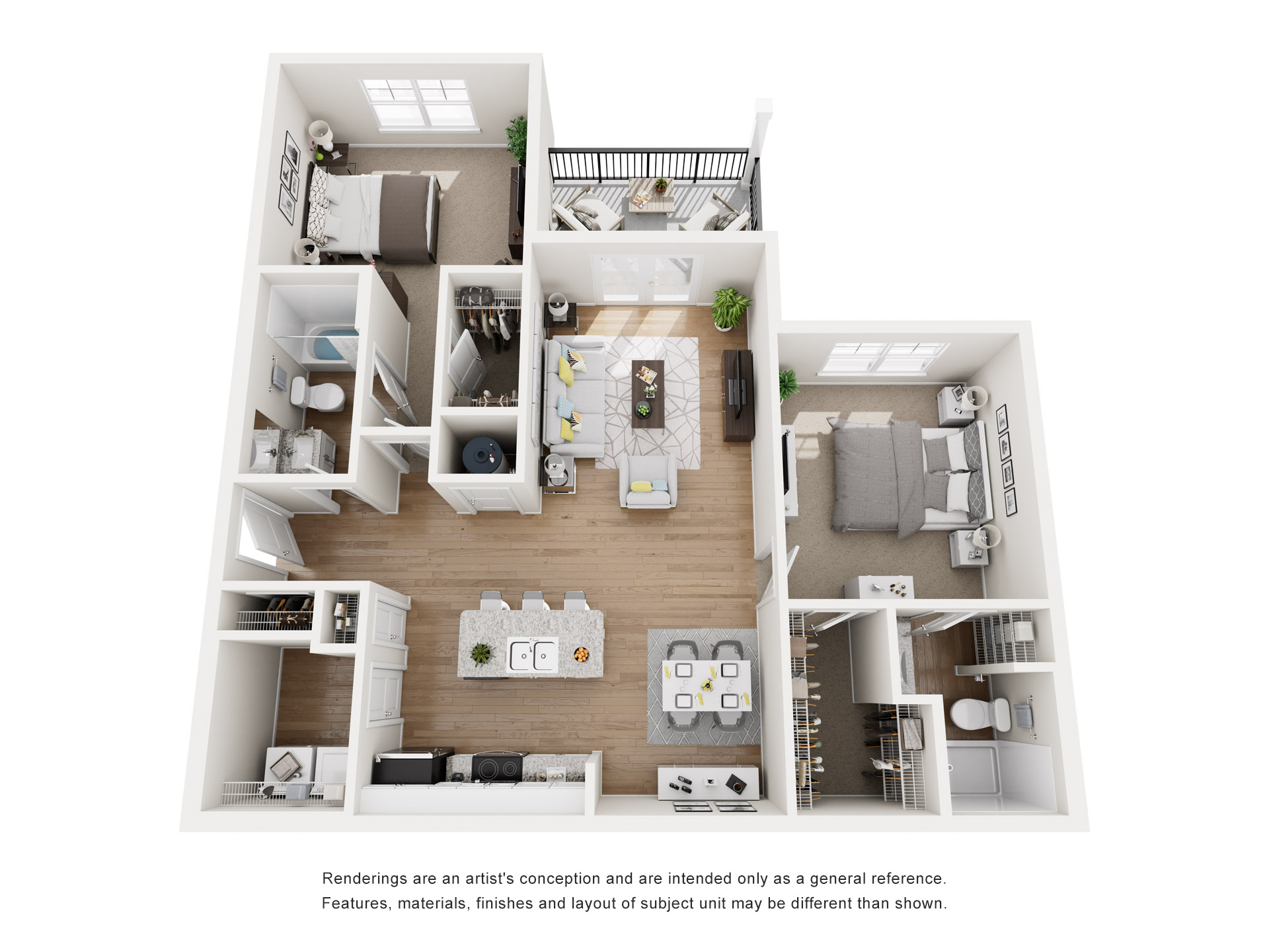 B4 2 Bedroom, 2 Bath Apartment Floor Plan