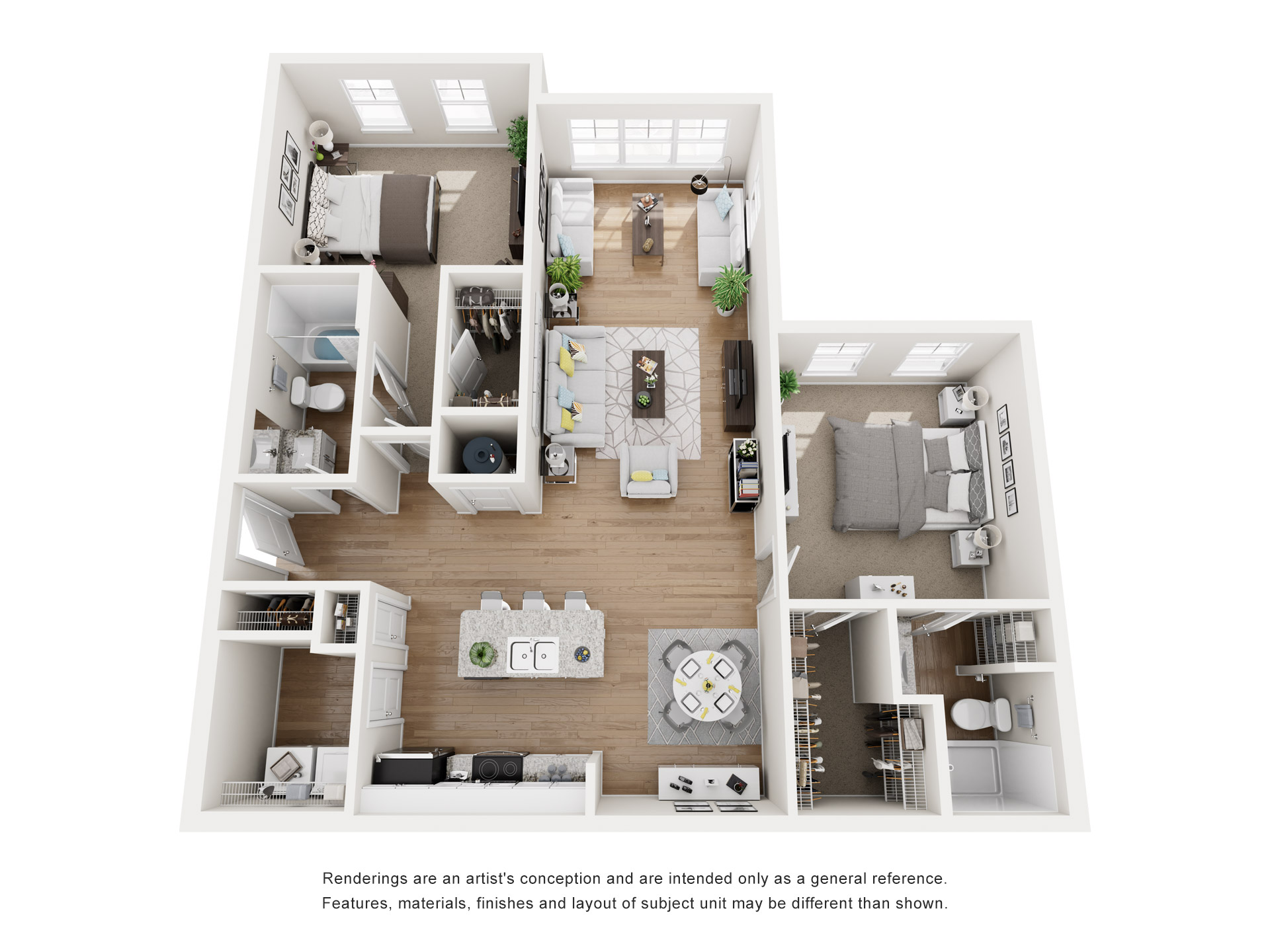 B4B 2 Bedroom, 2 Bath Apartment Floor Plan