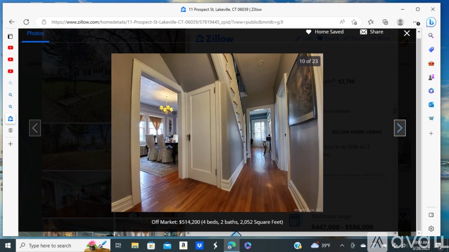 A webpage displays a real estate listing for a home with an off-market price of $19,140.