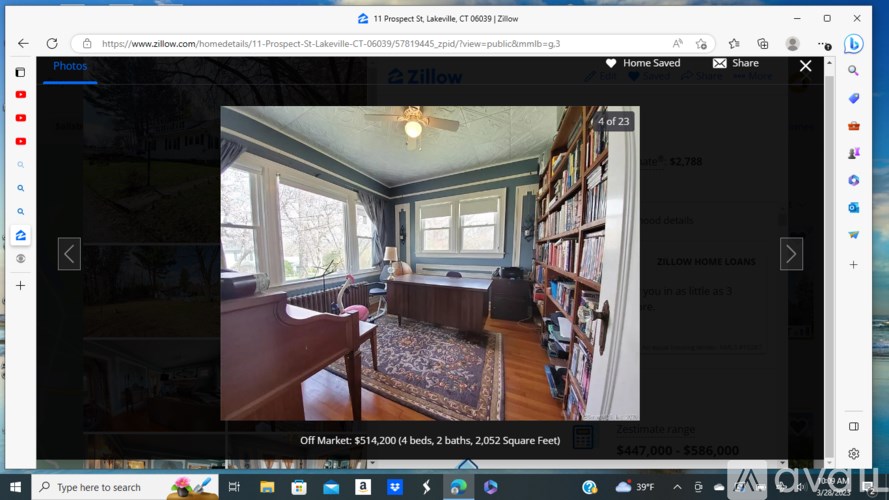 A room with a bed, baths, and a 2023 square footage listing.