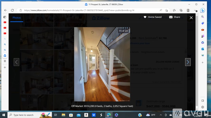 A webpage displays a real estate listing for a property in St. Louis, MO.