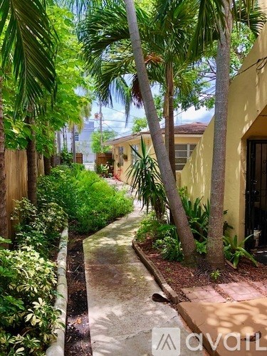 A tree in a yard with a house in the background.