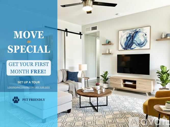 A promotional image for a special offer to move in with a first month free.
