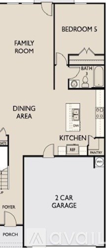 A floor plan of a house with a 2 car garage.