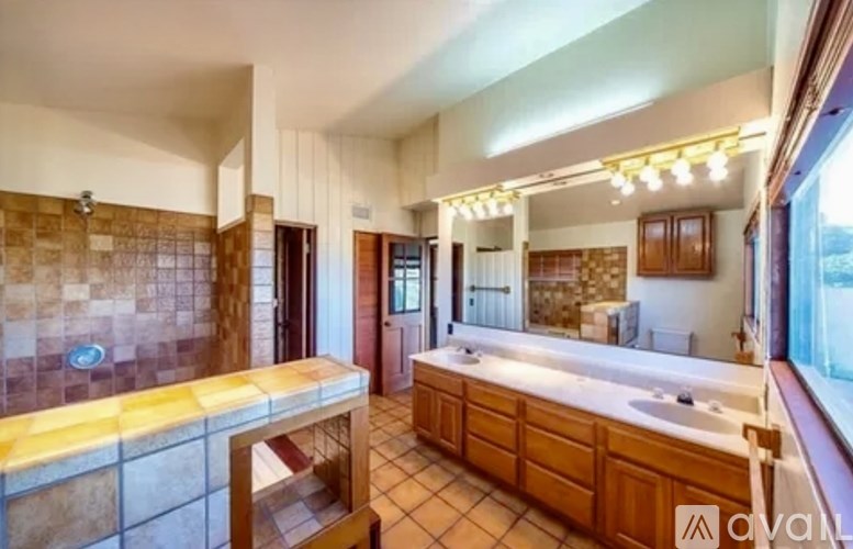 A bathroom with a large tub and a walk-in shower.